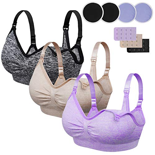 Rovtop 3 PCS Sujetador de Lactancia para Mujer de Sujetador de Maternidad sin Costuras Hebilla Acolchada y Extendida(Talla L) Rovtop 3 PCS Sujetador de Lactancia para Mujer de Sujetador de Maternidad sin Costuras Hebilla Acolchada y Extendida(Talla L)