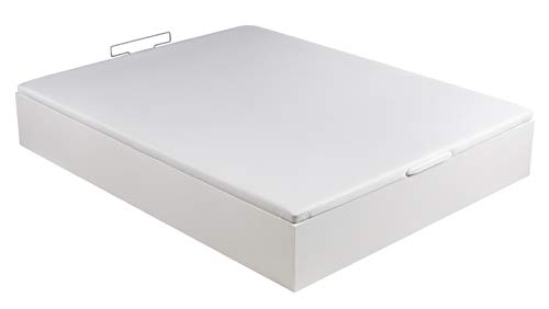 ROYAL SLEEP Canapé Abatible (135x190) de Gran Capacidad, Tapa 3D Transpirable, Color Blanco Montaje y Retirada de Usado Incluido 