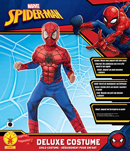 Rubie's Disfraz infantil de Spiderman de Marvel, de lujo, para niños de 3 a 4 años, altura de 104 cm Rubie's Disfraz infantil de Spiderman de Marvel, de lujo, para niños de 3 a 4 años, altura de 104 cm