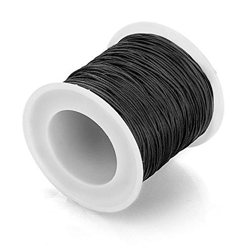RUBY - Hilo de macrame 0.8mm, cuerda de nylon, cordón de nylon, cuerda trenzada, cuerda de macramé para pulsera, collares y bisuterías 100 yardas (Negro)