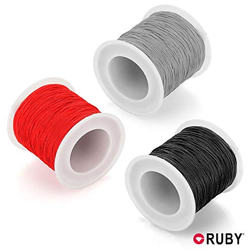 RUBY - Hilo de macrame 0.8mm, cuerda de nylon, cordón de nylon, cuerda trenzada, cuerda de macramé para pulsera, collares y bisuterías 100 yardas (Negro)