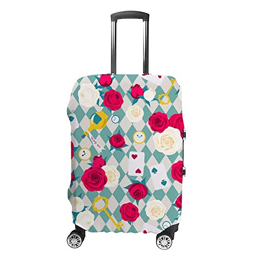 Ruchen - Funda protectora para maleta, diseño de rosas con texto en inglés "Alicia en el país de las maravillas azules", para maletas de varios tamaños