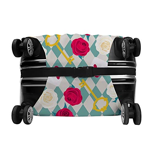Ruchen - Funda protectora para maleta, diseño de rosas con texto en inglés "Alicia en el país de las maravillas azules", para maletas de varios tamaños