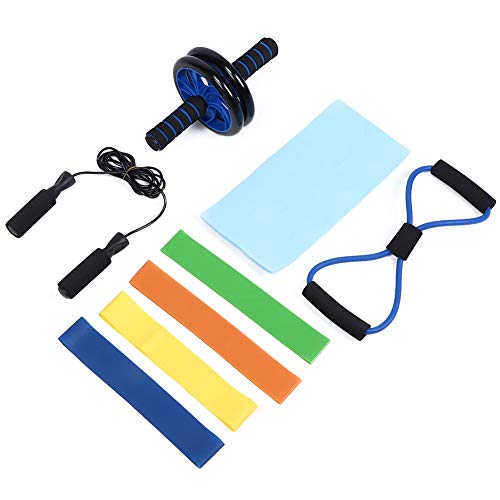 Rueda de Entrenamiento de músculos Abdominales, Cuerda para Saltar, expansor de Pecho, para Ejercicios de Brazos, Cintura y piernas Rueda de Entrenamiento de músculos Abdominales, Cuerda para Saltar, expansor de Pecho, para Ejercicios de Brazos, Cintura y piernas