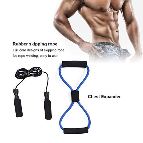Rueda de Entrenamiento de músculos Abdominales, Cuerda para Saltar, expansor de Pecho, para Ejercicios de Brazos, Cintura y piernas Rueda de Entrenamiento de músculos Abdominales, Cuerda para Saltar, expansor de Pecho, para Ejercicios de Brazos, Cintura y piernas