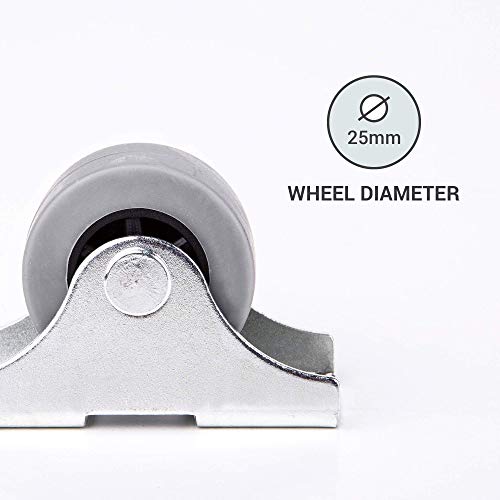 Rueda de goma de 25 mm de plástico giratoria doble ruedas metálicas con placa muebles electrodomésticos y equipo pequeño mini ruedas Set de 8pcs