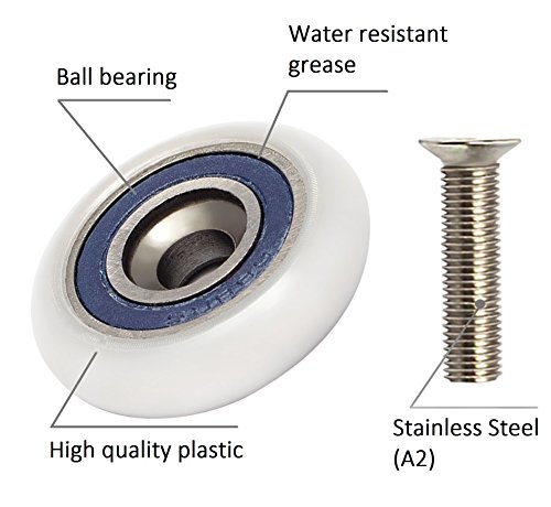 Ruedas Mampara Ducha Rodamientos Puertas Correderas Rodillo Puerta de 23mm Rodamientos Mampara Ducha Repuesto Mampara Ducha Rueda Mampara Ducha Tipo A Rodillos Mampara Ducha 8 uds e Tornillos