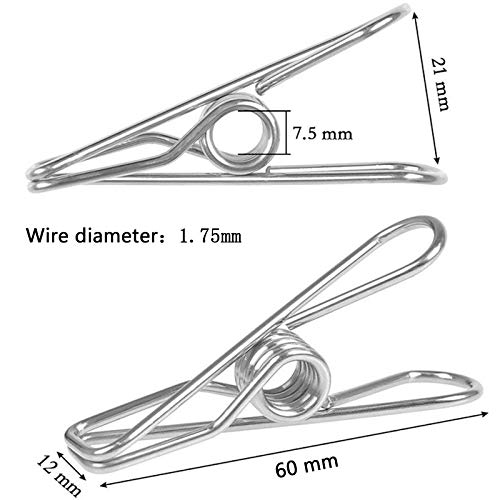 Ruesious 100 Piezas Pinzas de Ropa Acero Inoxidable, 6cm de Largo, no se rompe, no mohosa Ruesious 100 Piezas Pinzas de Ropa Acero Inoxidable, 6cm de Largo, no se rompe, no mohosa