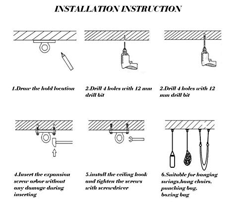 Ruesious 2X Anclaje, Anclaje para Pared, Ganchos de Techo, de Techo con Tornillos y Pared para Entrenamiento de Suspensión, Acero Inoxidable