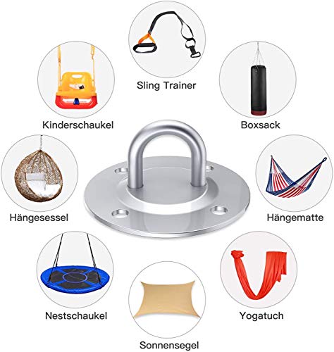 Ruesious 2X Anclaje, Anclaje para Pared, Ganchos de Techo, de Techo con Tornillos y Pared para Entrenamiento de Suspensión, Acero Inoxidable Ruesious 2X Anclaje, Anclaje para Pared, Ganchos de Techo, de Techo con Tornillos y Pared para Entrenamiento de Suspensión, Acero Inoxidable