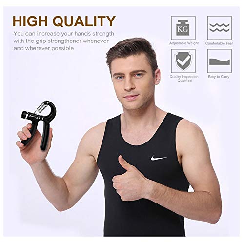 Ruesious Fortalecedor de Agarre de Mano, 2 Pcs Ejercitador de Mano Dedos de Entrenamiento Pesas Mano Muscular Ejercitador Entrenamiento de los Ajustable Mano Agarre Mano Mango de Amplificador 5-60 kg