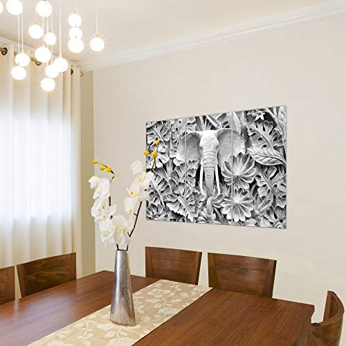 Runa Art Elefante África Cuadro Murales Sala XXL Negro Y Blanco Espejismo 120 x 80 cm 3 Piezas Decoración de Pared 015331c