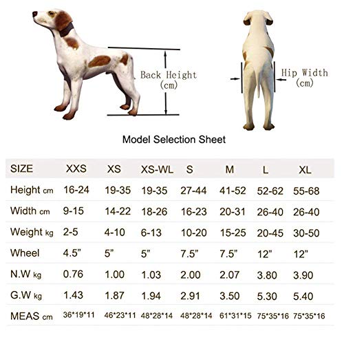 RUNGAO Silla de Ruedas Ajustable para Perro Rehabilitación de Patas para Cachorros Discapacitados 2 Ruedas XXS-Peso: 4.4-11lbs, Altura de Cadera: 6.3 "-13.4"