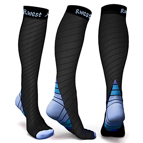 Rwest X Calcetines de compresión Medias de compresión para Hombres y Mujeres, Deporte, Trotar, Correr, Volar, Viajar, varicosas，Embarazo y médicos, Aumentar la circulación sanguínea, la regeneración…