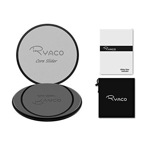 Ryaco 2X Discos Deslizantes para Fitness Abdominales con Bolsa de Transporte –Discos Doble Cara Deslizantes para Hogar, Yoga, Fitness, Pilates, Ejercicios de Cuerpo – Moquetas y Solería, Negro & Gris