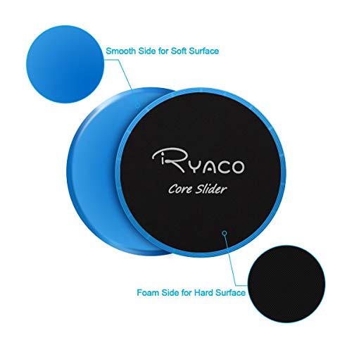 RYACO 2X Discos Deslizantes para Fitness Abdominales con Bolsa de Transporte –Discos Doble Cara Deslizantes para Hogar, Yoga, Fitness, Pilates, Ejercicios de Cuerpo – Moquetas y Solería, Azul