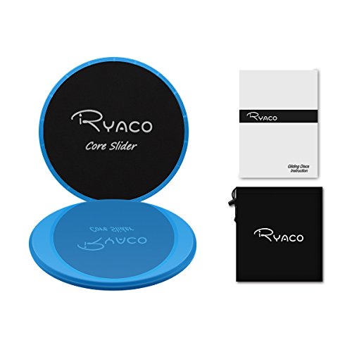 RYACO 2X Discos Deslizantes para Fitness Abdominales con Bolsa de Transporte –Discos Doble Cara Deslizantes para Hogar, Yoga, Fitness, Pilates, Ejercicios de Cuerpo – Moquetas y Solería, Azul