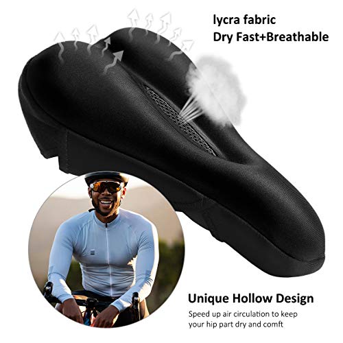 Ryaco Funda de Asiento de Bicicleta de Gel Cubierta de sillín de Bicicleta cómoda y Transpirable Negra con Cubierta Resistente al Agua y al Polvo Se Adapta a Bicicleta estática Ciclismo al Aire Libre