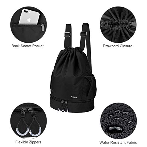 Ryaco Mochila de Cuerda Unisex, Saco de Gimnasia para Deporte Gimnasio Yoga Nadar (Negro) Ryaco Mochila de Cuerda Unisex, Saco de Gimnasia para Deporte Gimnasio Yoga Nadar (Negro)