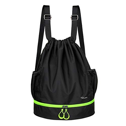 Ryaco Mochila de Cuerda Unisex, Saco de Gimnasia para Deporte Gimnasio Yoga Nadar (Negro & Verde Neón) Ryaco Mochila de Cuerda Unisex, Saco de Gimnasia para Deporte Gimnasio Yoga Nadar (Negro & Verde Neón)