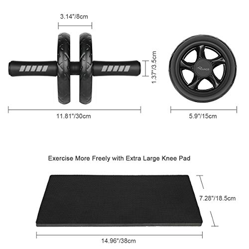 Ryaco Rodillos Abdominales de Doble Rueda con Rodilleras de EVA Extra Gruesa, Equipo de Entrenamiento de Fuerza Central para Gimnasio en casa, Ejercicio físico, Entrenamiento (Negro) Ryaco Rodillos Abdominales de Doble Rueda con Rodilleras de EVA Extra Gruesa, Equipo de Entrenamiento de Fuerza Central para Gimnasio en casa, Ejercicio físico, Entrenamiento (Negro)