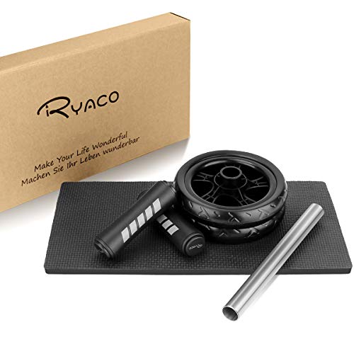 Ryaco Rodillos Abdominales de Doble Rueda con Rodilleras de EVA Extra Gruesa, Equipo de Entrenamiento de Fuerza Central para Gimnasio en casa, Ejercicio físico, Entrenamiento (Negro) Ryaco Rodillos Abdominales de Doble Rueda con Rodilleras de EVA Extra Gruesa, Equipo de Entrenamiento de Fuerza Central para Gimnasio en casa, Ejercicio físico, Entrenamiento (Negro)