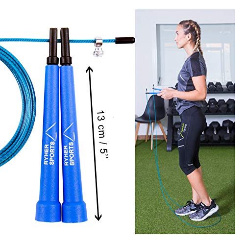 Ryher Cuerda para Saltar Kit - Comba Crossfit, Fitness y Ejercicio (Azul)