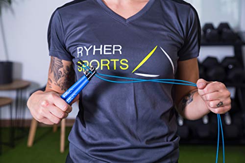 Ryher Cuerda para Saltar Kit - Comba Crossfit, Fitness y Ejercicio (Azul)