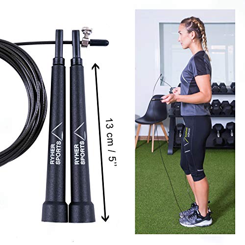 Ryher Cuerda para Saltar Kit - Comba Crossfit, Fitness y Ejercicio (Negro)