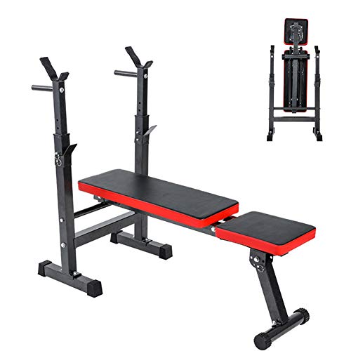 RYSB Banco De Peso,Press De Banca Cama Barbell Banco De Pesas Multifuncion,Sentarse-ups Plegable Ajustable Equipo De Gimnasio En Casa Banco De Pesas Gimnasio A 111x100x32cm(44x39x13inch)