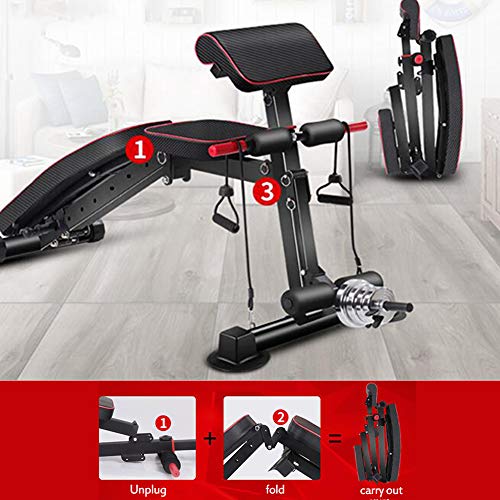 RYSB Banco Plegable Inclinable Ajustable,Multi-Banco De Propósito Sit Up Banco De Ejercicio Portátil Taburete Dumbbell,Respaldo Ajustable Entrenamiento Físico Negro 132x75x63cm(52x30x25inch)