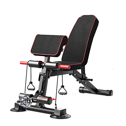 RYSB Banco Plegable Inclinable Ajustable,Multi-Banco De Propósito Sit Up Banco De Ejercicio Portátil Taburete Dumbbell,Respaldo Ajustable Entrenamiento Físico Negro 132x75x63cm(52x30x25inch)