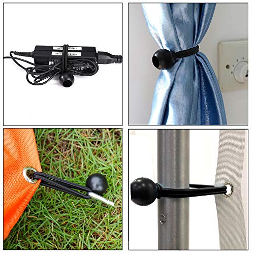 RZKJ-SHOP Tensor de Goma Elasticos con Bola, 30 Piezas Cuerda de fijación Bungee Cords para Cortinas, Pabellones,Tiendas de Campaña, Banner, Trampolín (Negro)