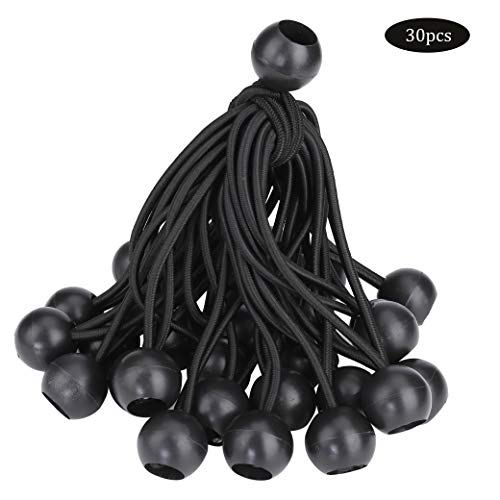 RZKJ-SHOP Tensor de Goma Elasticos con Bola, 30 Piezas Cuerda de fijación Bungee Cords para Cortinas, Pabellones,Tiendas de Campaña, Banner, Trampolín (Negro) RZKJ-SHOP Tensor de Goma Elasticos con Bola, 30 Piezas Cuerda de fijación Bungee Cords para Cortinas, Pabellones,Tiendas de Campaña, Banner, Trampolín (Negro)