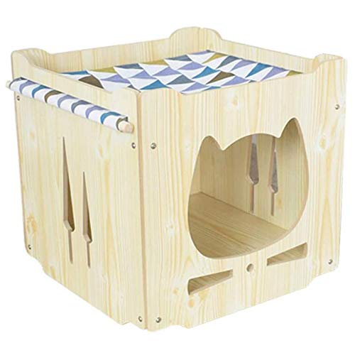 S-Lifeeling Casa de gato de madera con hamaca apilable plegable para gato Kity Cube Habitación empalme de gato escalando combinación S-Lifeeling Casa de gato de madera con hamaca apilable plegable para gato Kity Cube Habitación empalme de gato escalando combinación