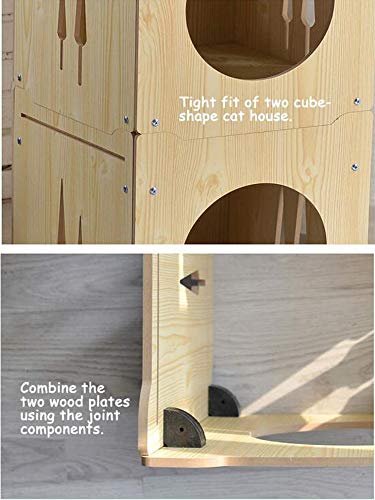S-Lifeeling Casa de gato de madera con hamaca apilable plegable para gato Kity Cube Habitación empalme de gato escalando combinación