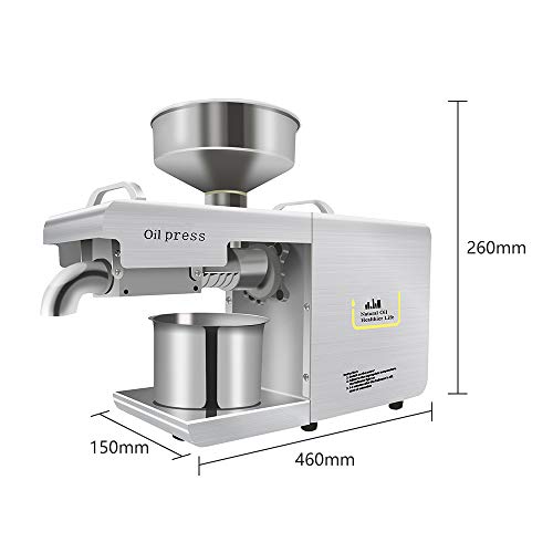 S SMAUTOP Máquina de Prensa de Aceite de Oliva Electrónica Prensa de Aceite de Semilla de Alta Extracción Eléctrica de Acero Inoxidable 304 para Oliva, Coco, Canola, Sésamo, Maní 220V