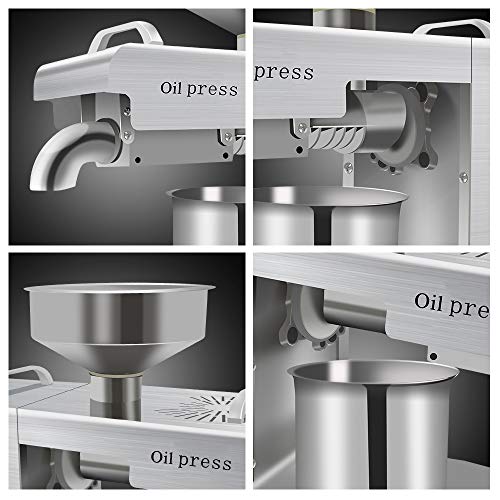 S SMAUTOP Máquina de Prensa de Aceite de Oliva Electrónica Prensa de Aceite de Semilla de Alta Extracción Eléctrica de Acero Inoxidable 304 para Oliva, Coco, Canola, Sésamo, Maní 220V