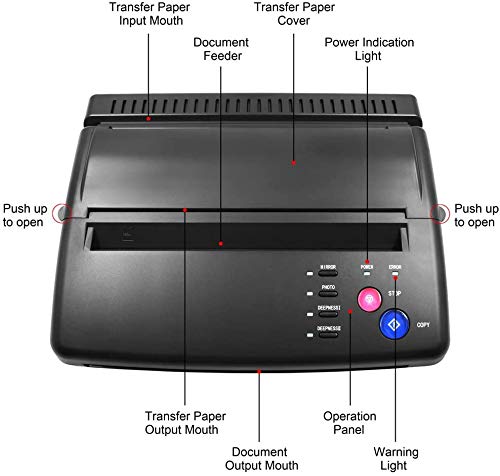 S SMAUTOP Máquina de Transferencia de Tatuajes Tattoo Printer Drawing Thermal Stencil Maker Herramienta de tatuaje profesional Diseño de dibujo Tattoo Máquina de Tatuaje (Negro)