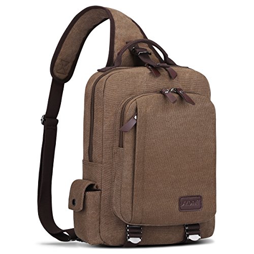 S-ZONE Hombres 13 Inch Solo Hombro Bandolera Mochila Al Aire Libre Viajes Gimnasio Crossbody Bolso de Pecho