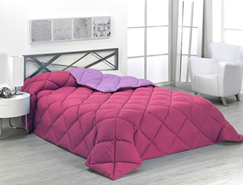 Sabanalia - Edredón nórdico de 400 g reversible (bicolor), para cama de 135/150 cm, color fucsia y lila Sabanalia - Edredón nórdico de 400 g reversible (bicolor), para cama de 135/150 cm, color fucsia y lila