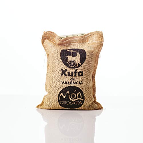 Saco yute 1 kg Chufa tradicional D.O. València - Món Orxata. Directa de familias agricultoras. Ideal para consumo en crudo o para elaboración de horchata. Conservar a menos de 15º.