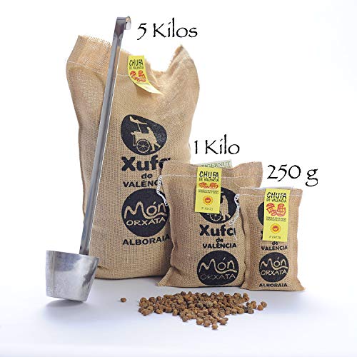 Saco yute 5 kg. Chufa tradicional a granel D.O. València - Món Orxata. Directa de familias agricultoras. Ideal para consumo crudo o elaboración de horchata. Conservar a menos de 15º.