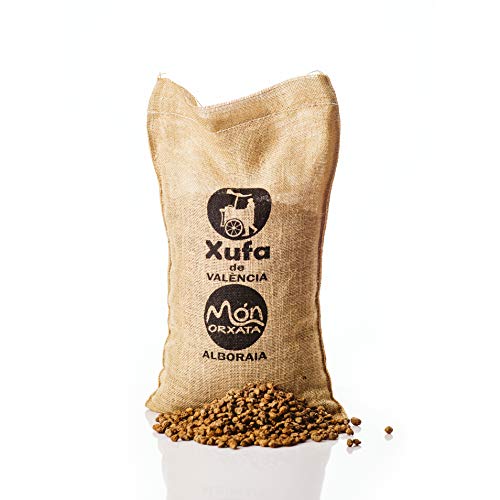 Saco yute 5kg Chufa ecológica BIO D.O. València - Món Orxata. No seleccionada. Ideal para consumo en crudo o para elaboración de horchata. Conservar a menos de 15º.