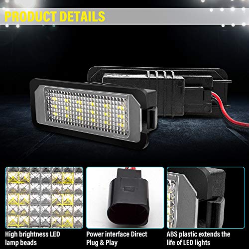 Safego Luz de matrícula LED para Coche Lámpara Número Placa Luces 2835 SMD con Canbus No error 6000K Xenón Blanco para Volks-wagen GOLF 5/6/7 Lupo Passat Scirocco Polo etc, 2 Piezas, 1 año de Garantía Safego Luz de matrícula LED para Coche Lámpara Número Placa Luces 2835 SMD con Canbus No error 6000K Xenón Blanco para Volks-wagen GOLF 5/6/7 Lupo Passat Scirocco Polo etc, 2 Piezas, 1 año de Garantía