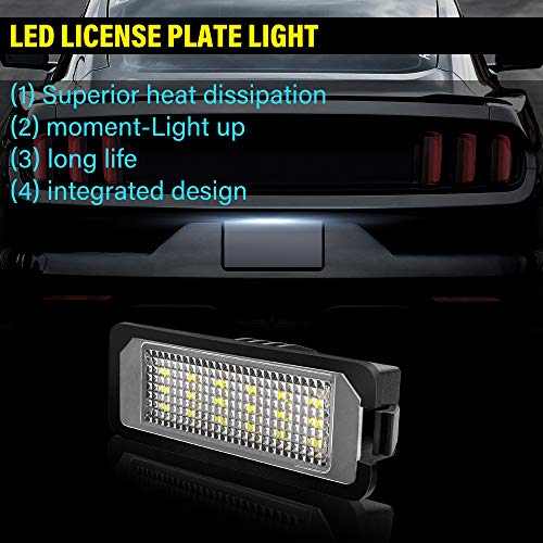 Safego Luz de matrícula LED para Coche Lámpara Número Placa Luces 2835 SMD con Canbus No error 6000K Xenón Blanco para Volks-wagen GOLF 5/6/7 Lupo Passat Scirocco Polo etc, 2 Piezas, 1 año de Garantía