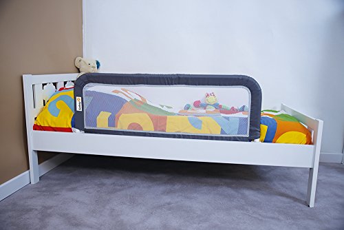 Safety 1st 24835510 Barrera de cama portátil y extensible, Barandilla cama plegable, protección anticaídas, color Gris