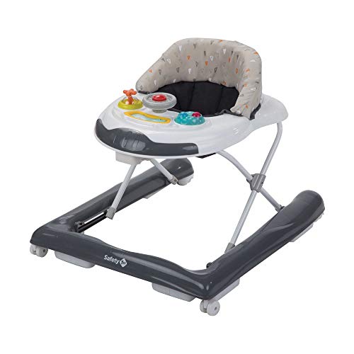 Safety 1st Bolid Andador bebé primeros pasos, 3 alturas regulables, Centro de actividades con 12 melodias, asiento alcochado, Base Antivuelco, Color Gris