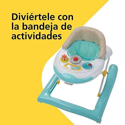 Safety 1st Bolid Andador bebé primeros pasos, 3 alturas regulables, Centro de actividades con 12 melodias, asiento alcochado, Base Antivuelco, color Happy Day