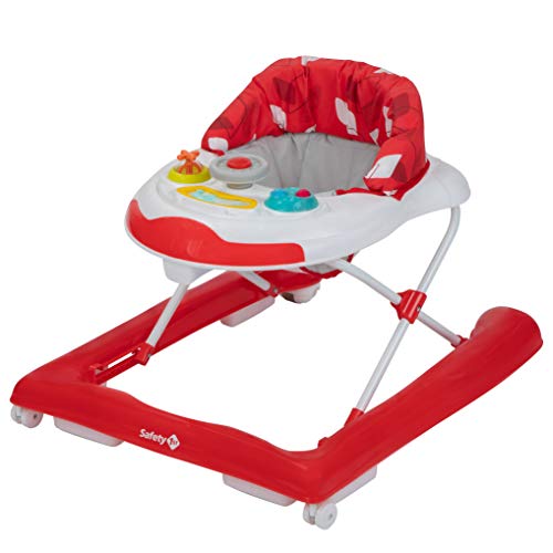 Safety 1st Bolid Andador bebé primeros pasos, 3 alturas regulables, Centro de actividades con 12 melodias, asiento alcochado, Base Antivuelco, color Red Campus